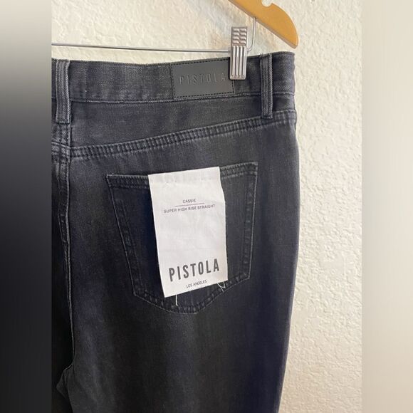 Pistola Cassie High Rise Classic Straight Jeans  distressed washed black NWT 33 - Picture 9 of 10